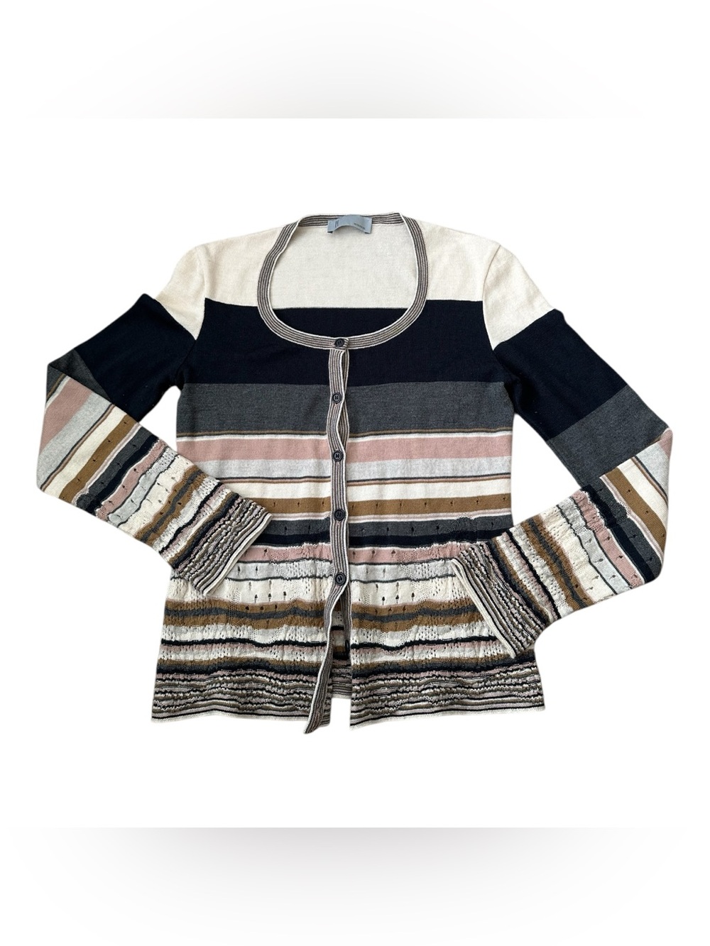 M Missoni Striped Button-Front Women's Cardigan Sweater in Multi-Color. Size: 42